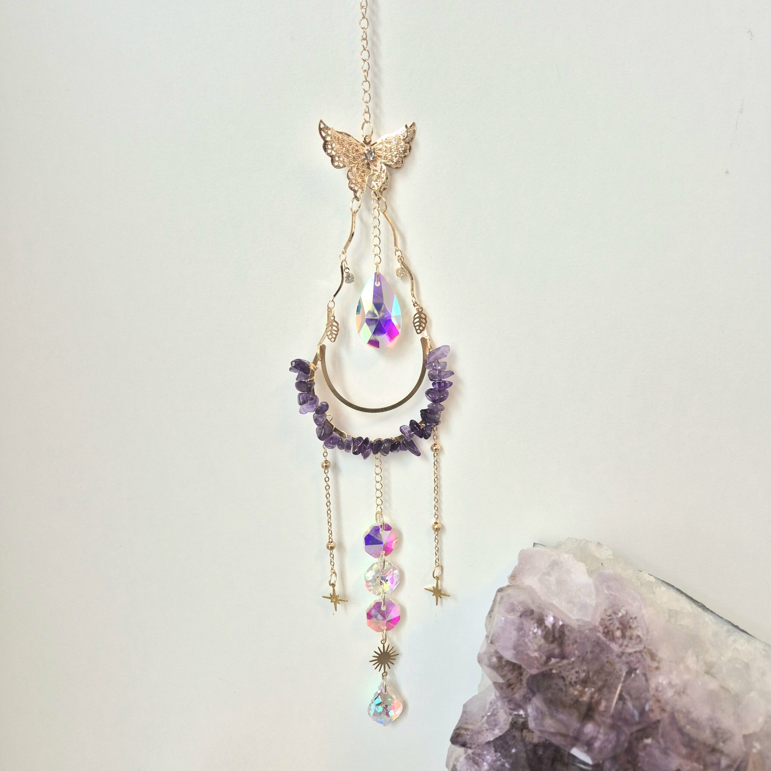 Solfanger (suncatcher) sommerfugl/måne ametyst nr 6
