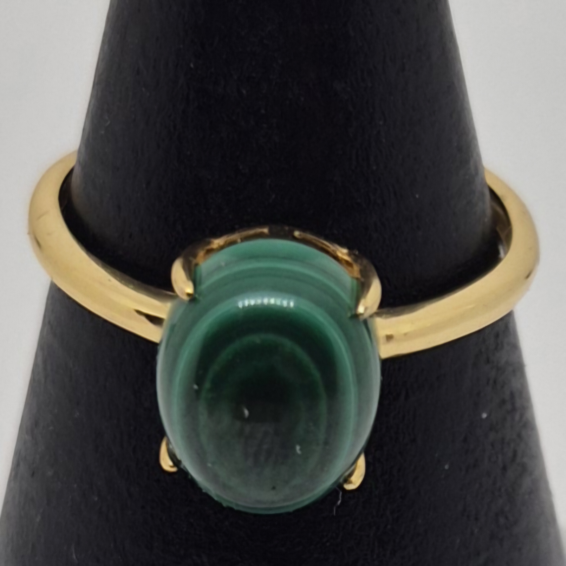 Ring malakitt 925 sølv, gullduble 1.10.5