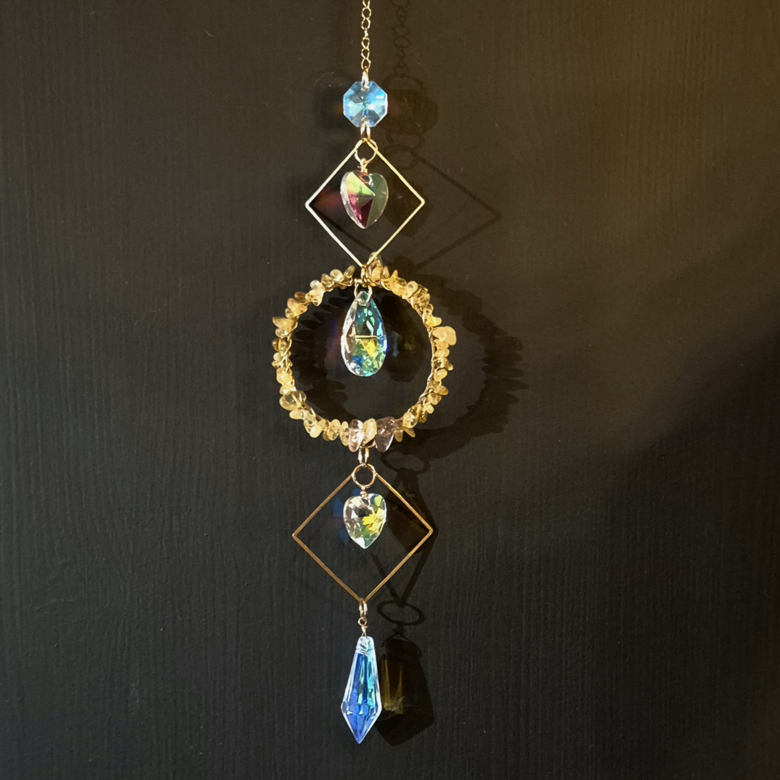 Solfanger (suncatcher) sirkel/dråpe citrin
