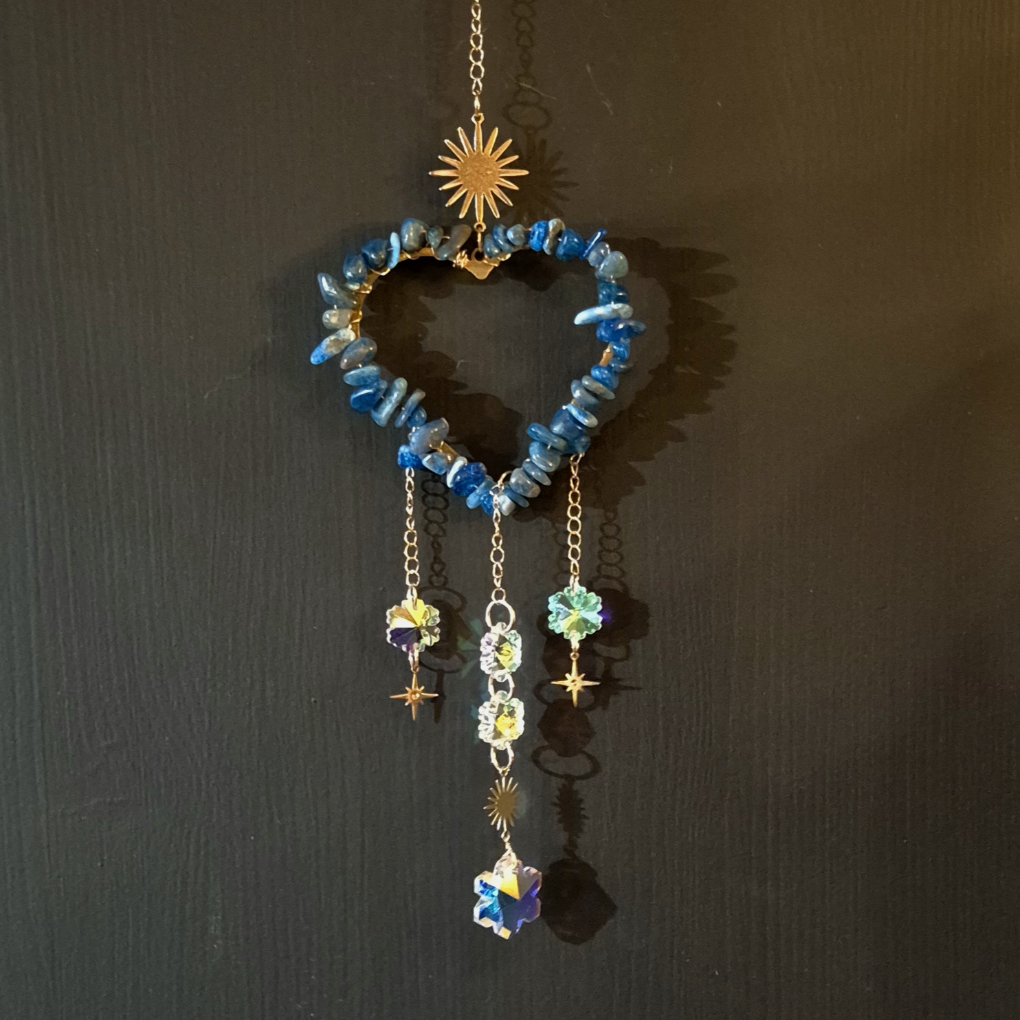 Solfanger (suncatcher) hjerte/blomster apatitt