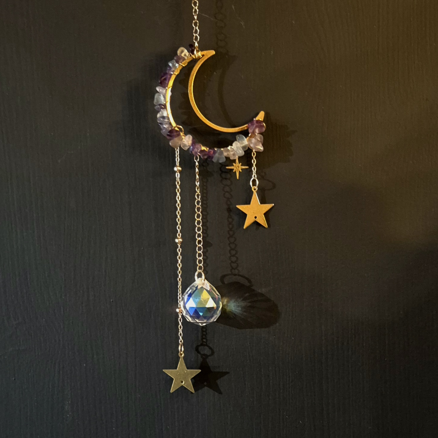 Solfanger (suncatcher) måne fluoritt regnbue
