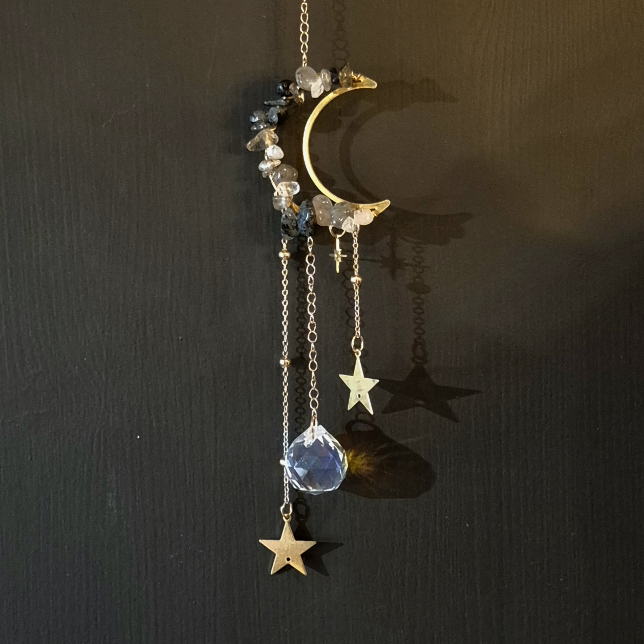 Solfanger (suncatcher) måne turmalin kvarts